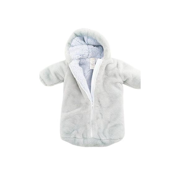 Mon Lapin Baby's Hooded Plush Baby Bunting Snowsuit Light Blue Size 0-6 Months - Picture 3 of 10